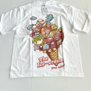 New HEYBIG Graphic Short Sleeve Tee Shirt TH-395 UNISEX SIZE L Ice Cream TNUS